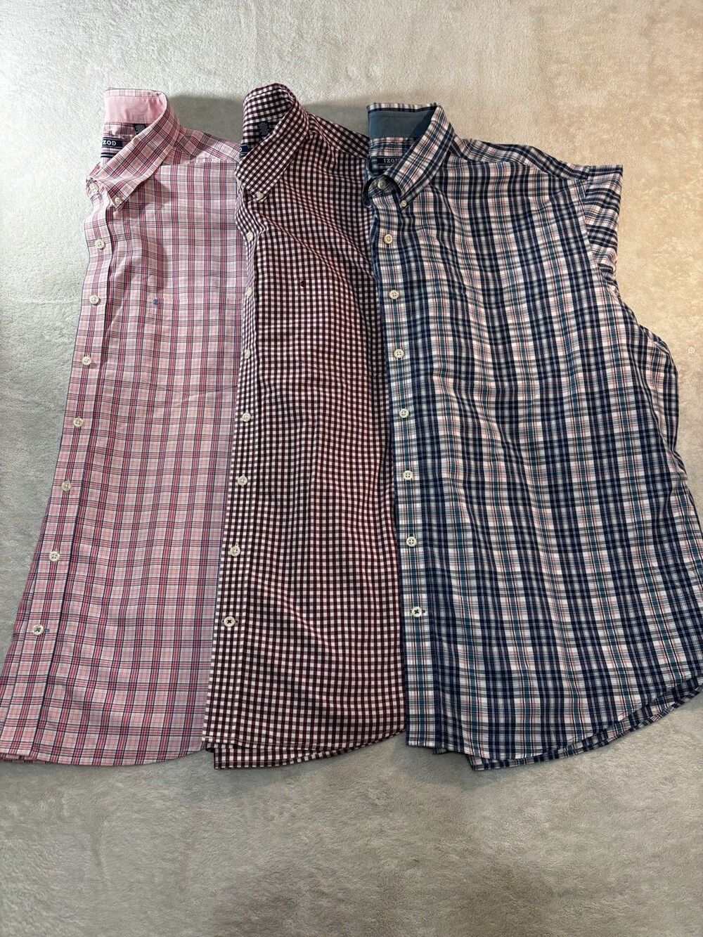 Lot 3 4XLT XL Shirts Izod Big & Tall Long Sleeve Plaid Blue Red Pink Gingham
